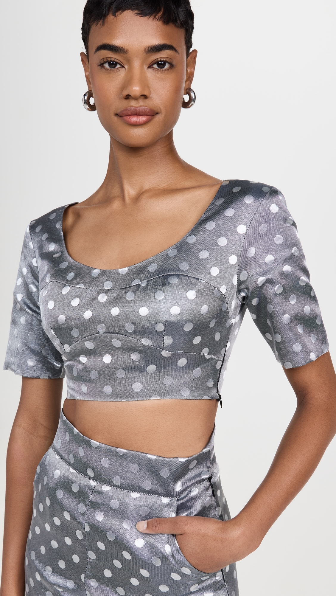 Dot Crop Top White/Black
