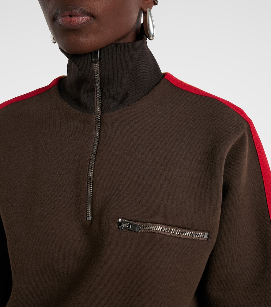 Cotton-blend jersey half-zip sweater