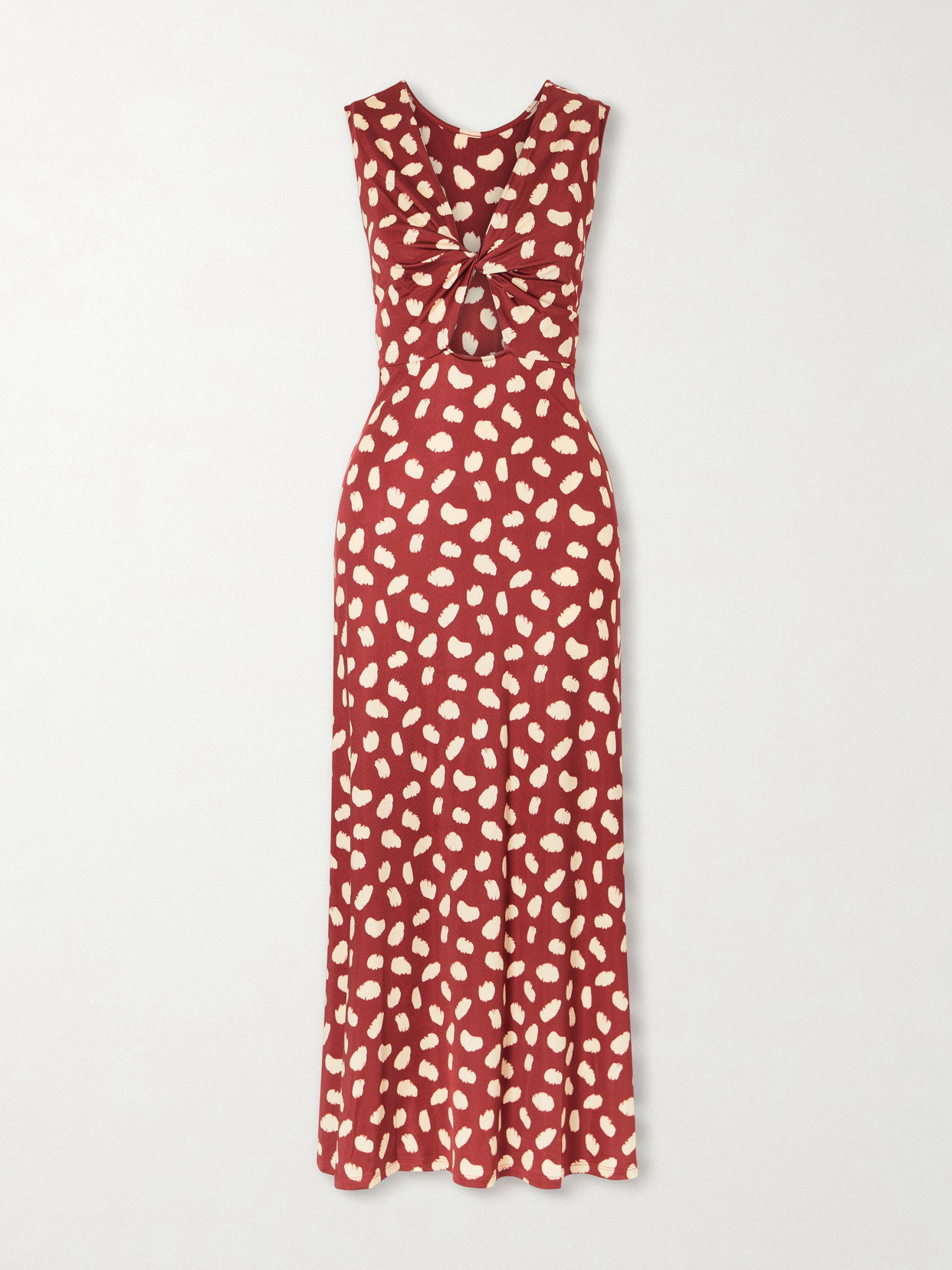 Horizonte Mistico Cutout Printed Jersey Midi Dress - Red