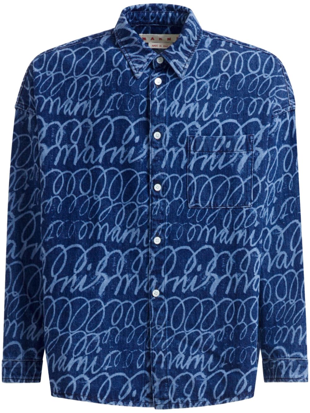 Bleached-effect denim shirt - Blue