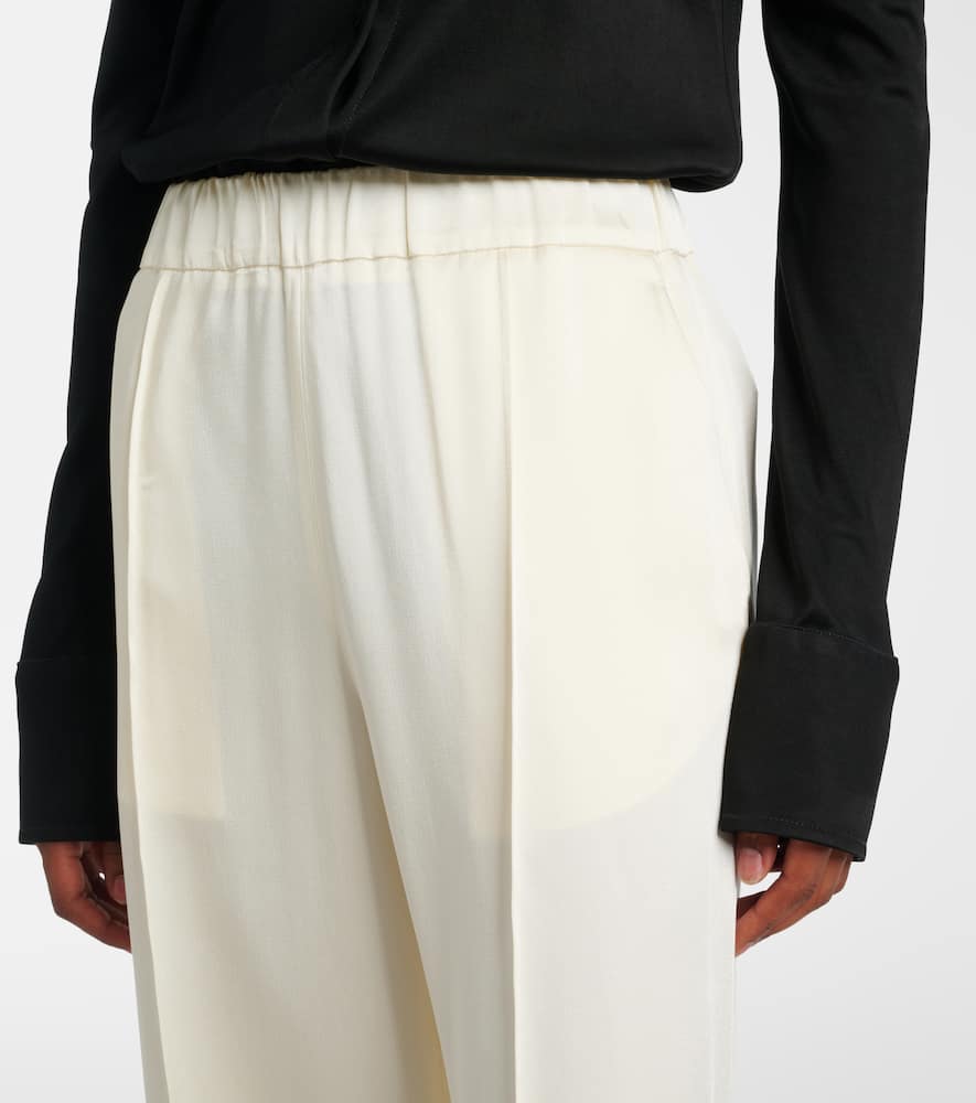 Gathered satin wide-leg pants