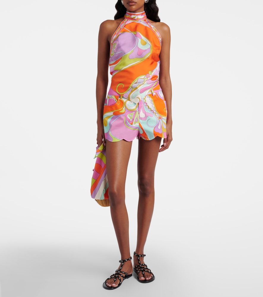 Orchidee scalloped cotton shorts