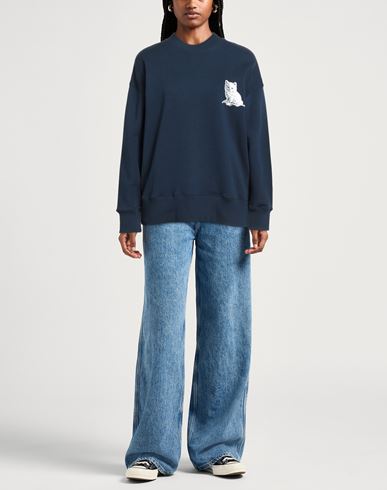 Woman Sweatshirt Navy Size S Cotton