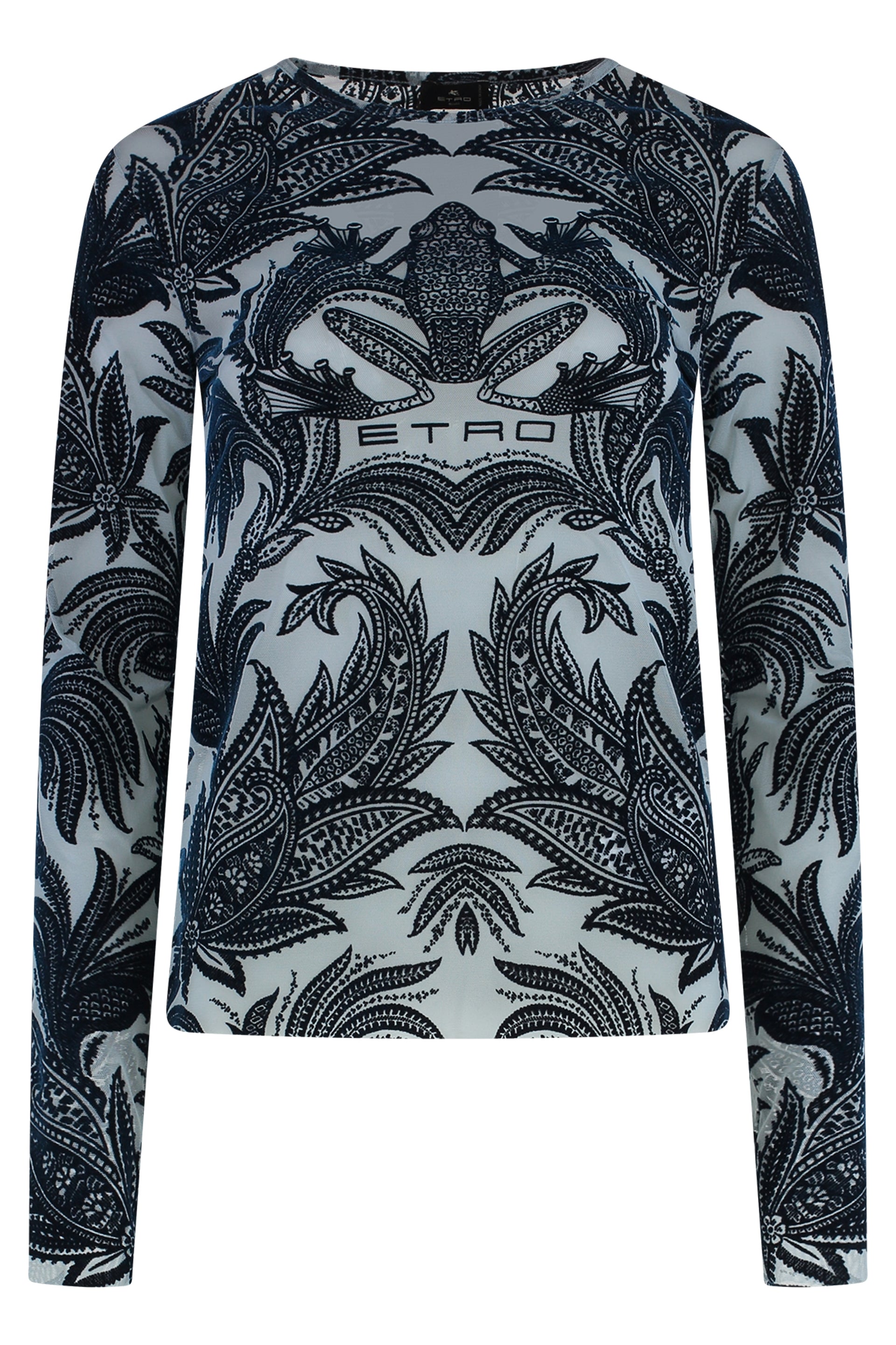Tulle Top with Velvet-Effect Print