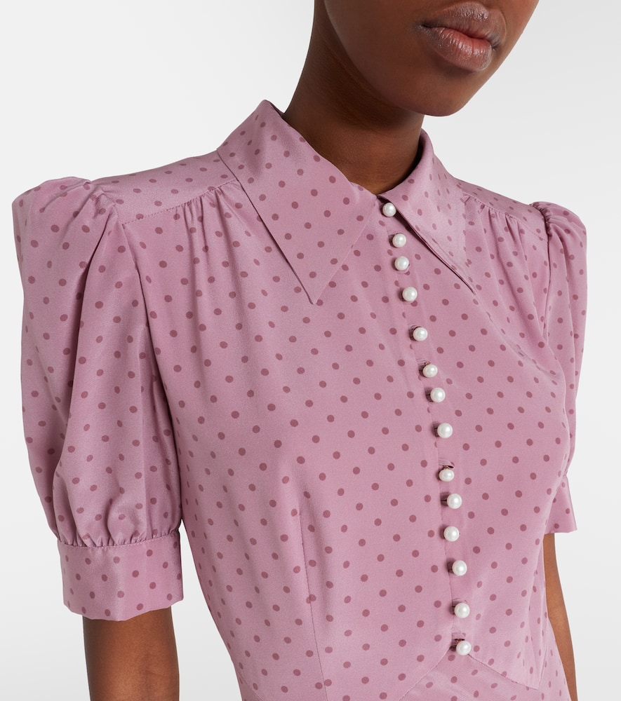 Polka-dot silk midi dress