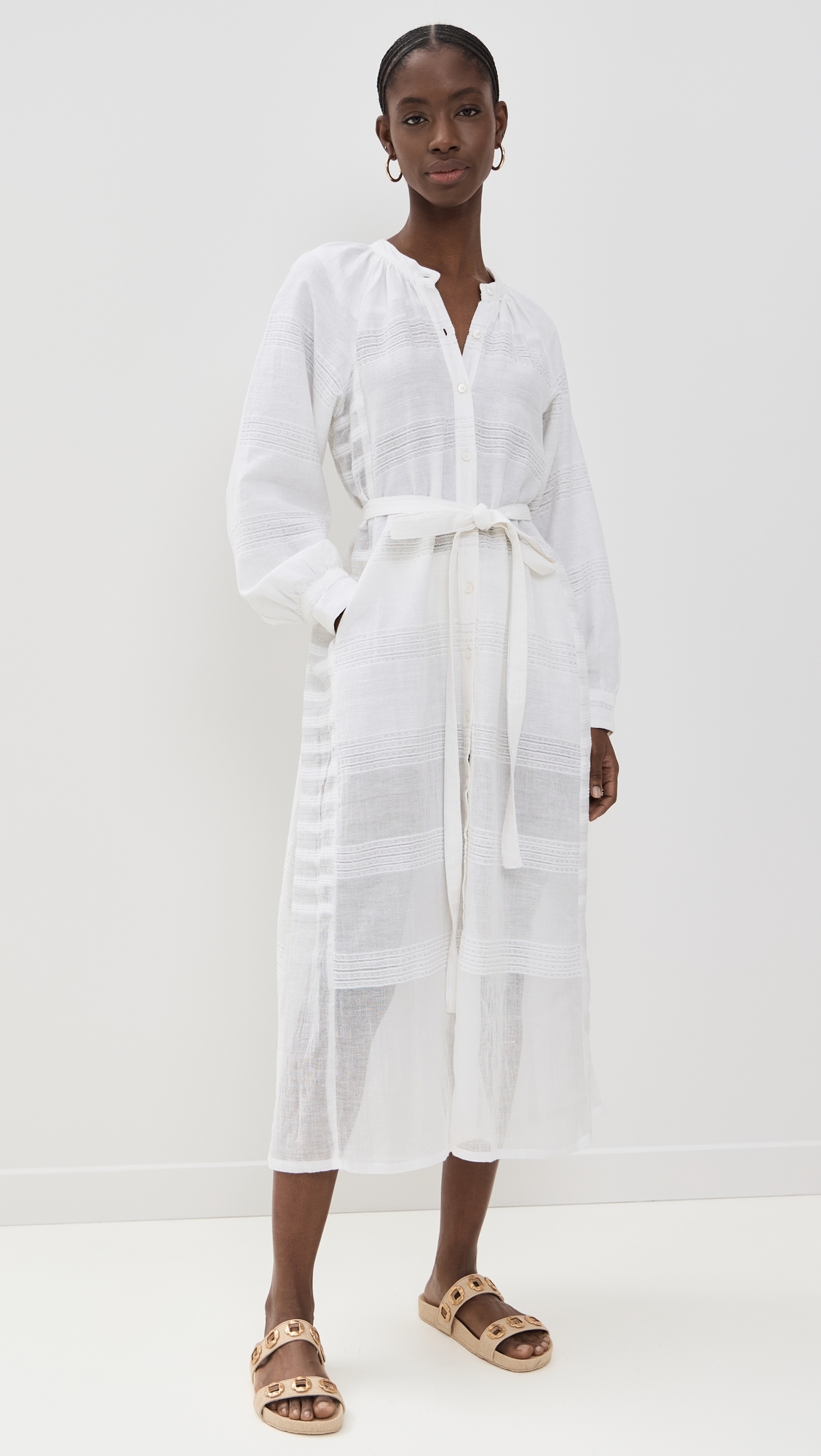 Makeda Button Up Dress Abira White