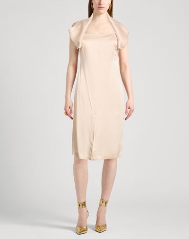 Woman Midi dress Cream Size 12 Acetate, Viscose