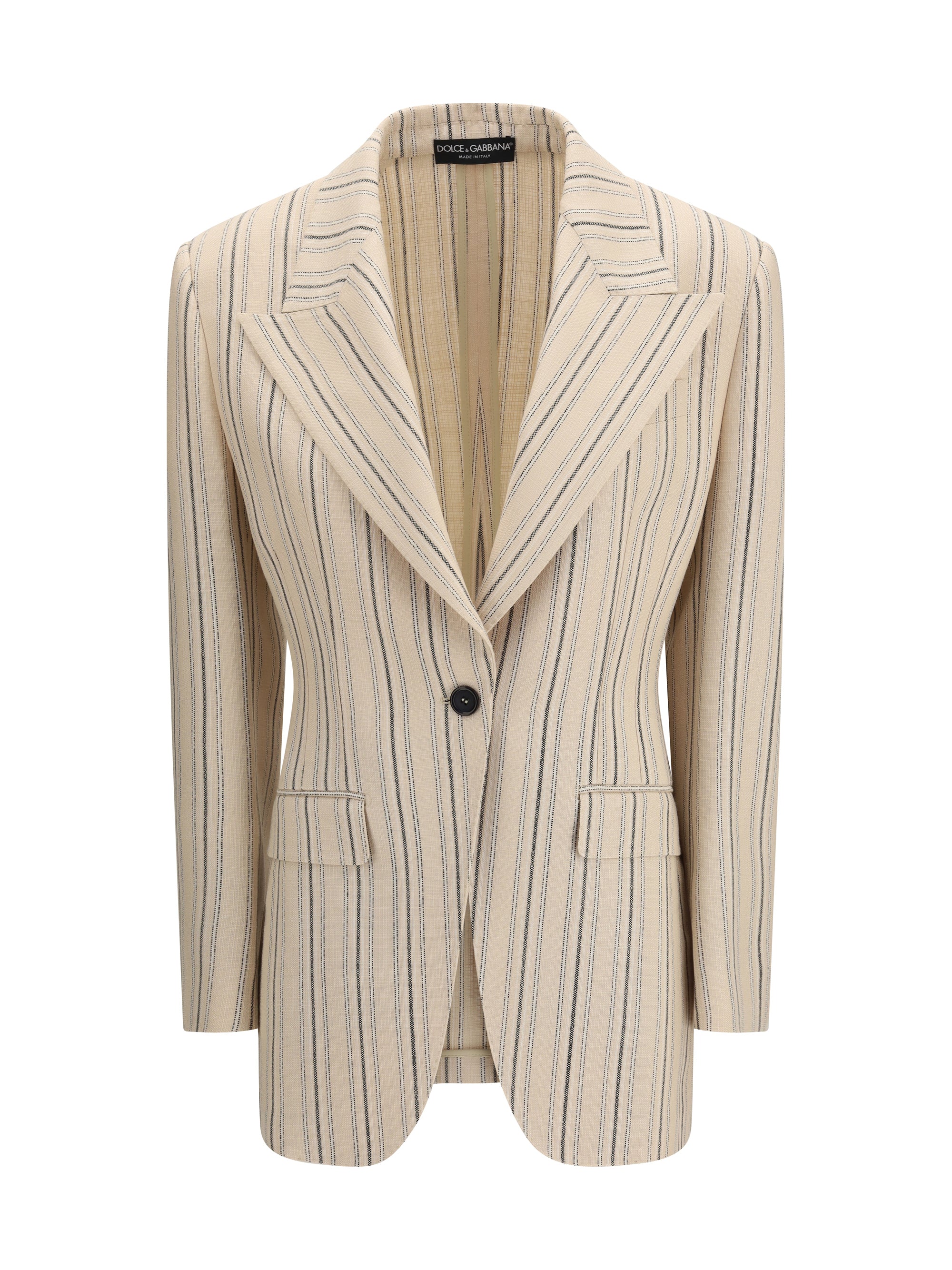 Regimental Pinstripe Blazer — Beige