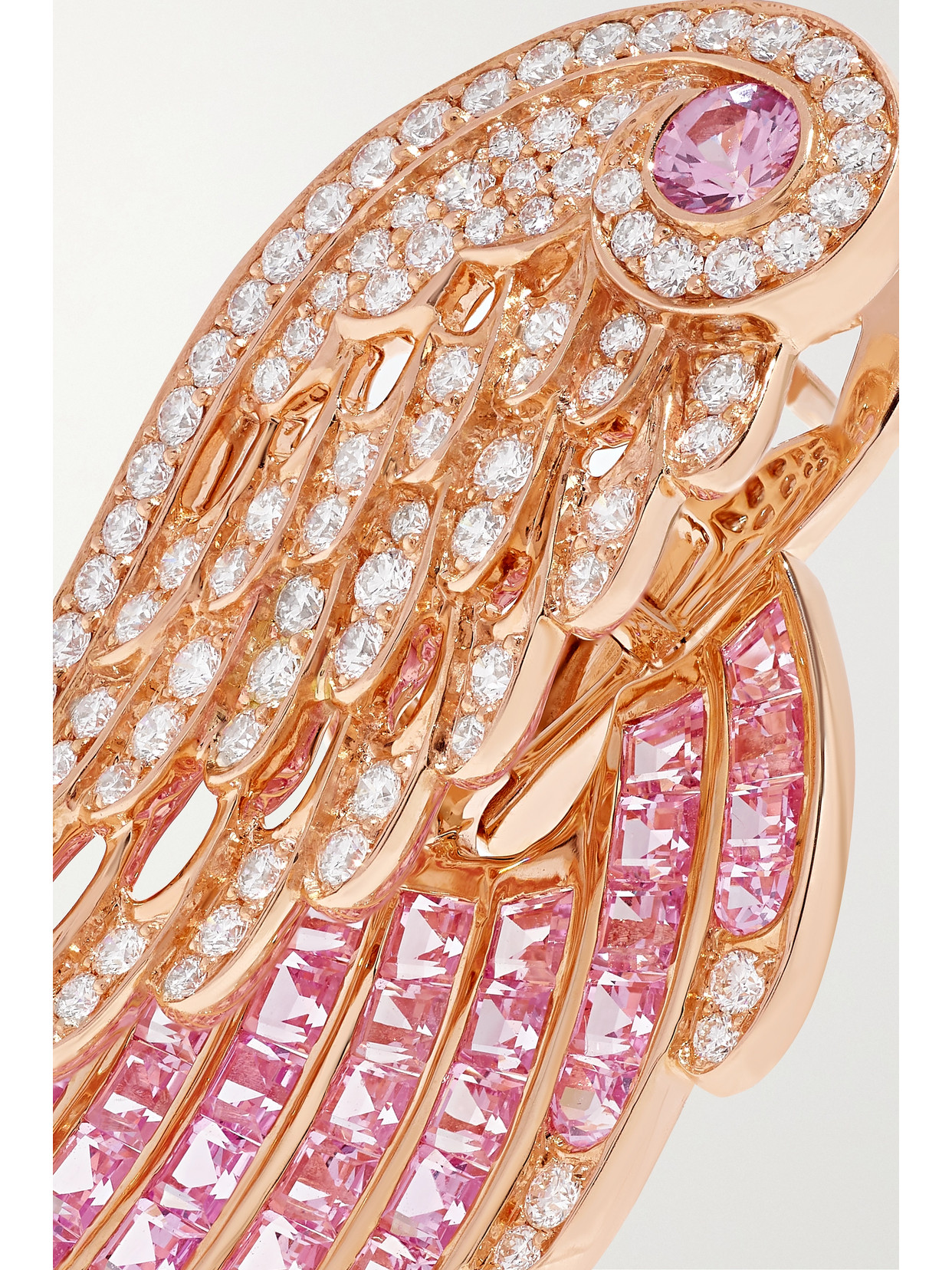 Wings Embrace 18-karat Rose Gold, Sapphire And Diamond Earrings - One size