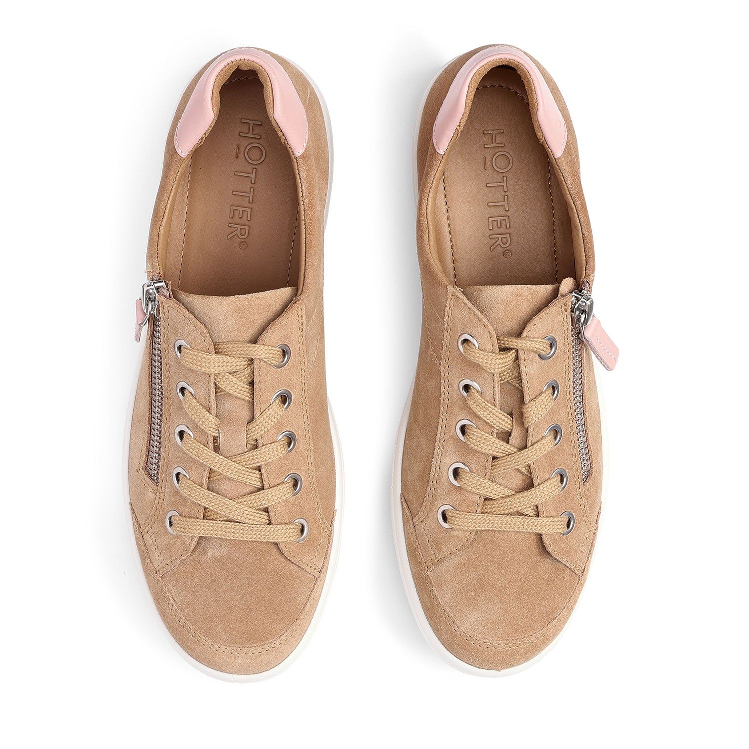 Hotter Women's Wide Fit 'Chase II' Trainers Flat in Came