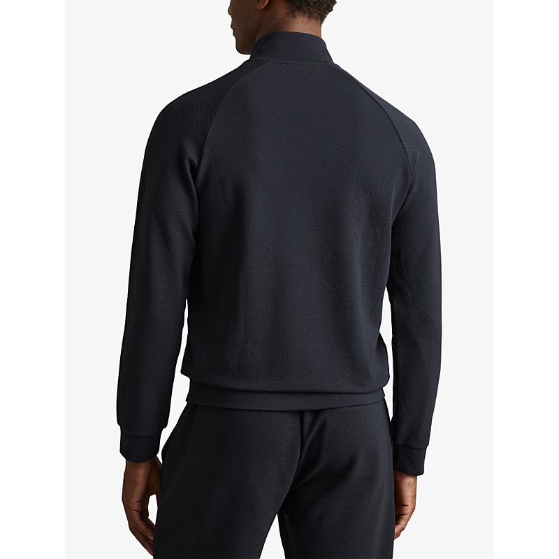 Mens Navy Illinois Half-zip Regular-fit Stretch-woven Jumper
