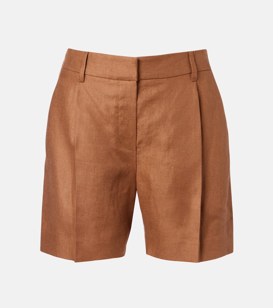 Mid-rise linen Bermuda shorts