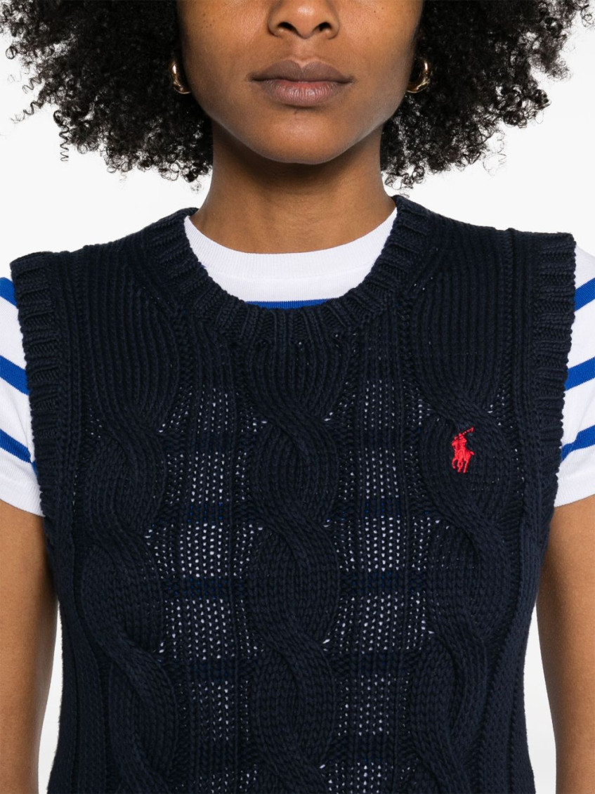 Navy Blue cable-knit vest Sweater