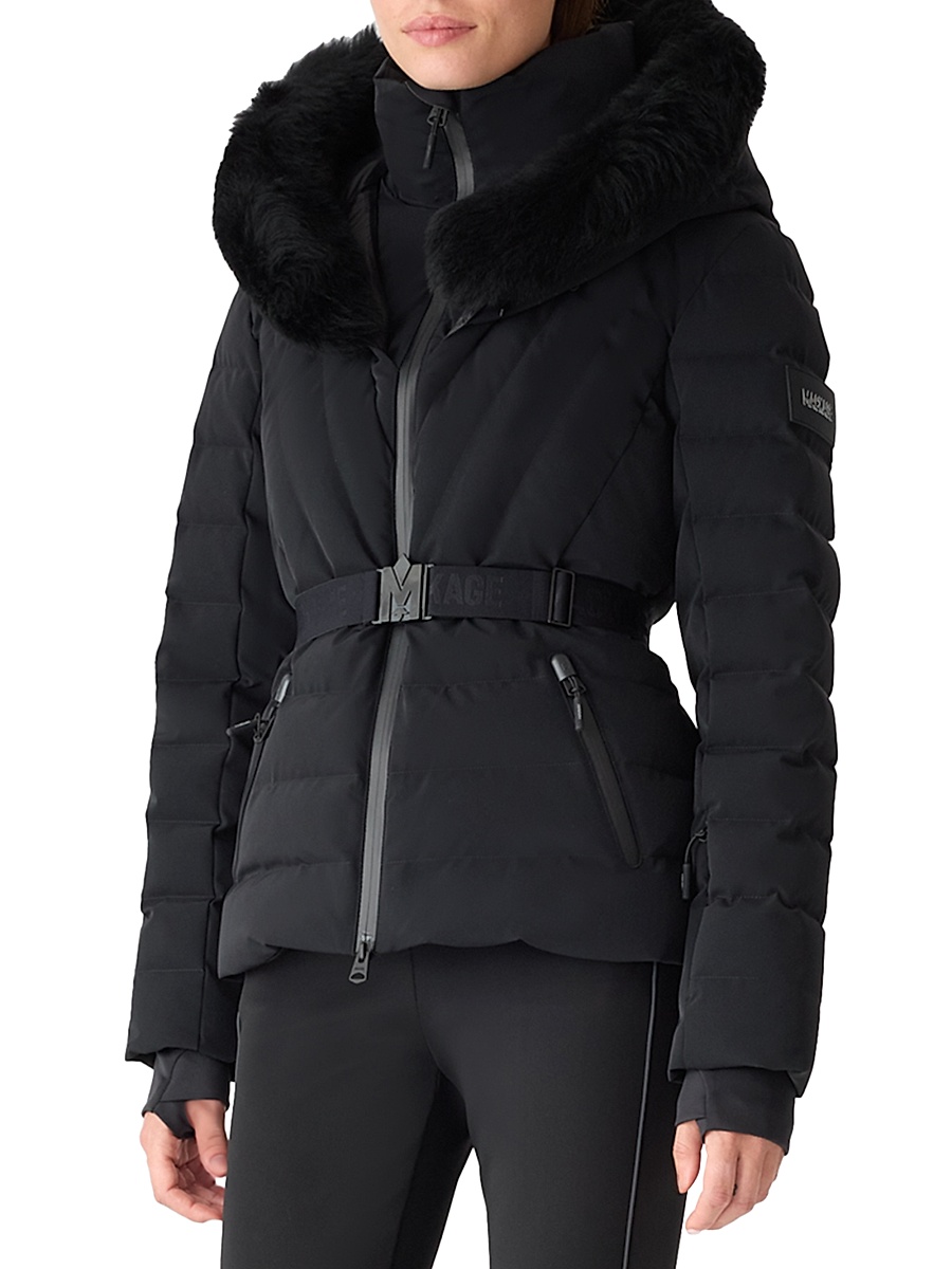Women's Elita Belted Down Ski Jacket - Black