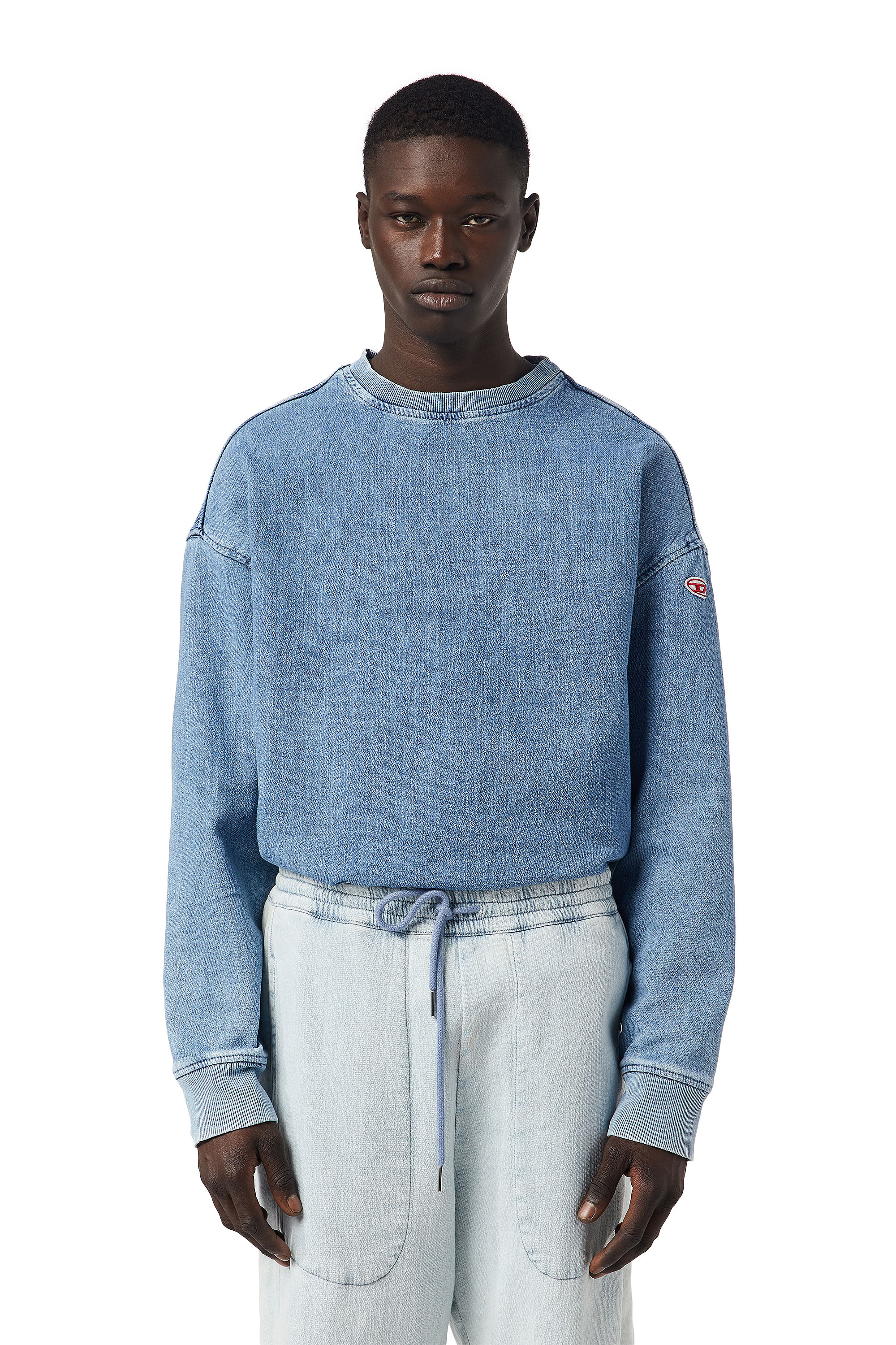 Washed-denim sweatshirt