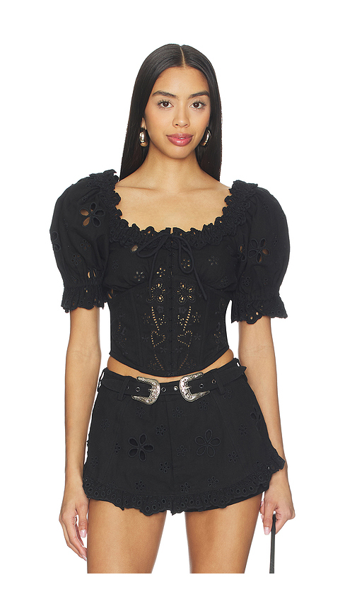 For Love & Lemons Yasmin Top in Black. L. Also in S, XS