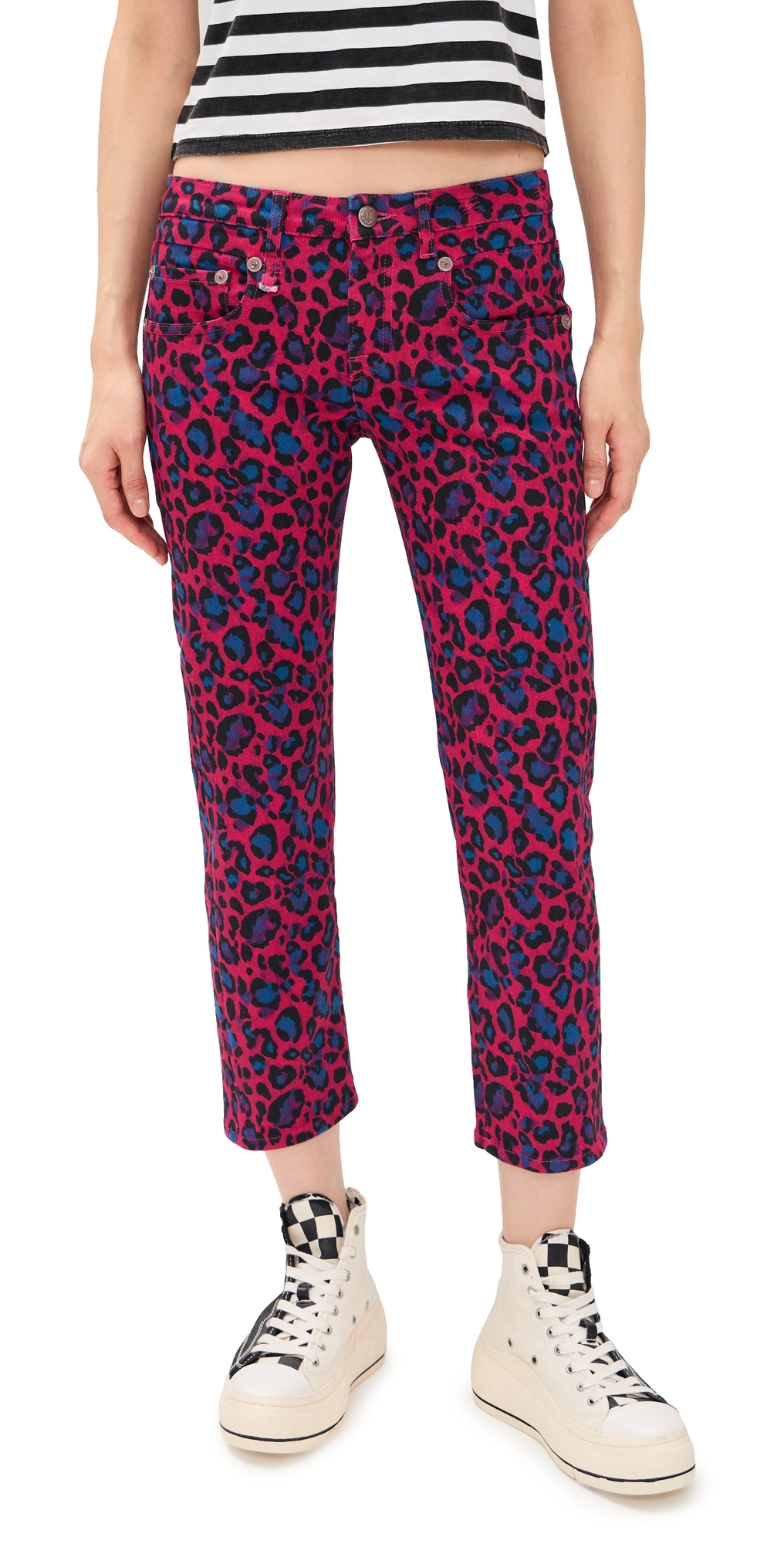 Pink Leopard Straight Jeans Fuchsia Leopard