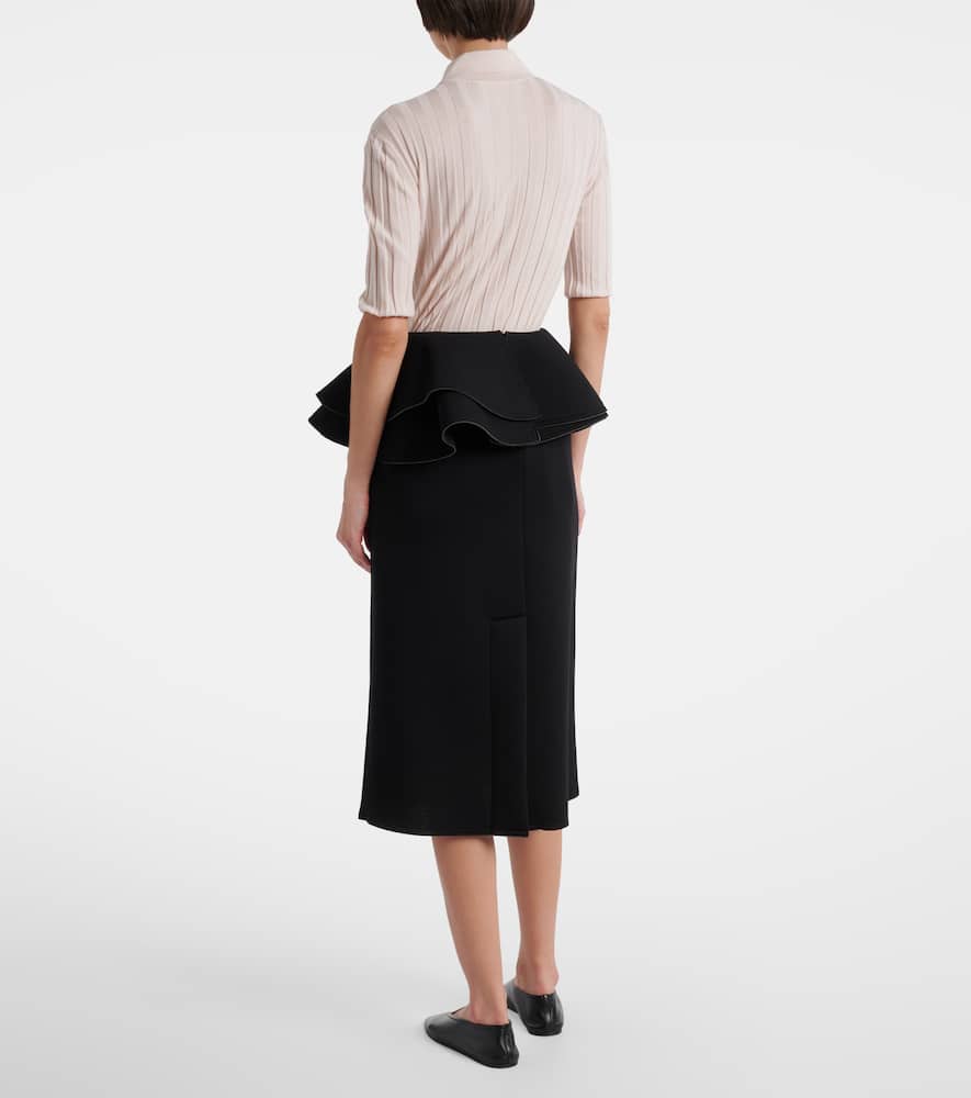 Ruffled midi skirt