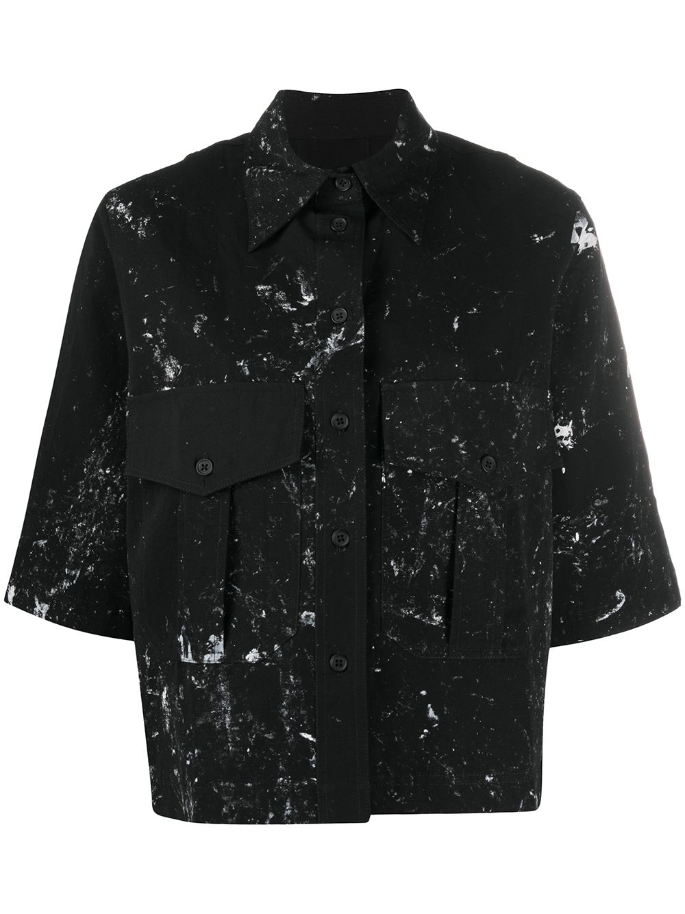 Paint-splatter short sleeve shirt - Black