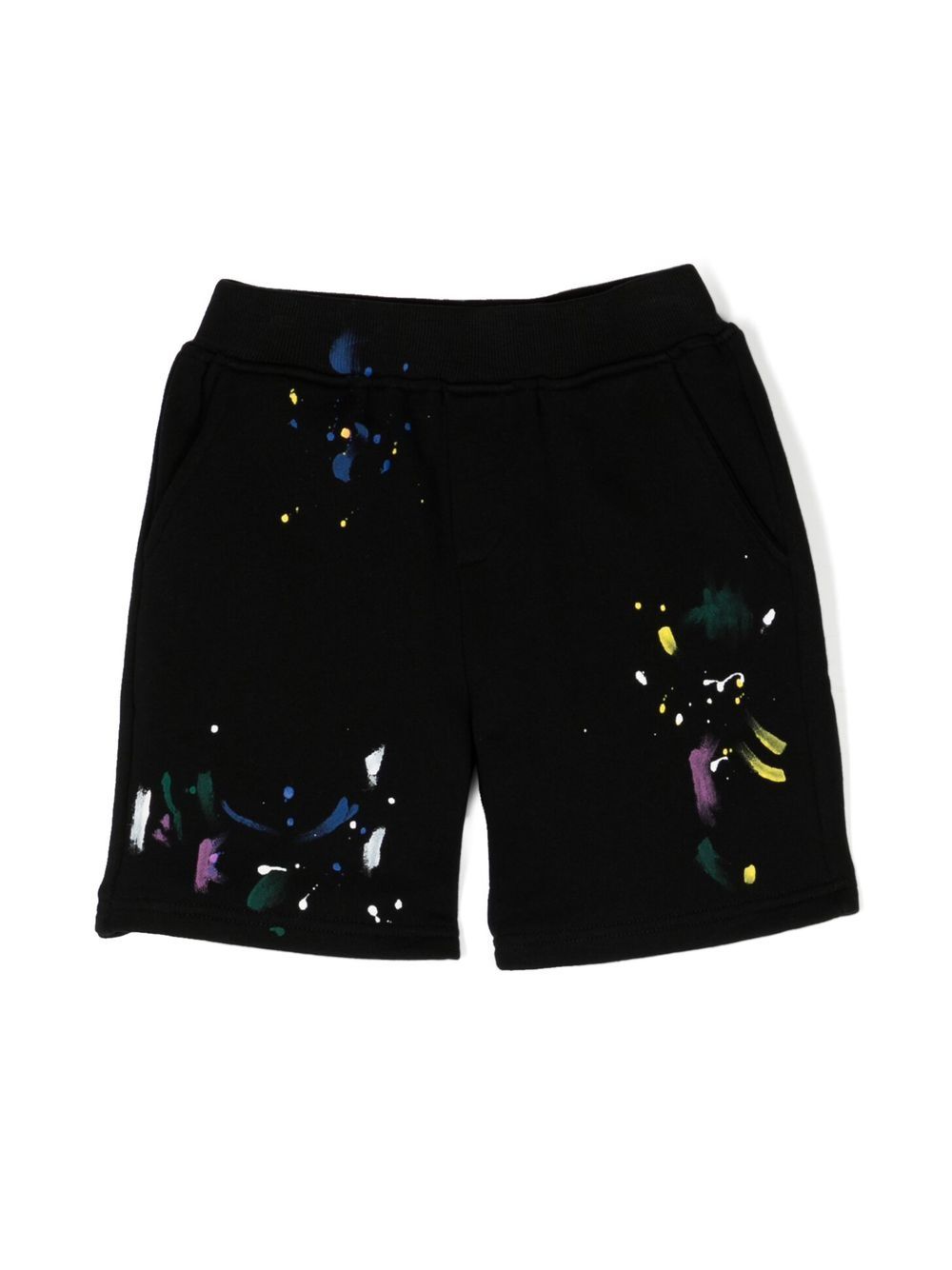 Paint-splatter cotton shorts - Black