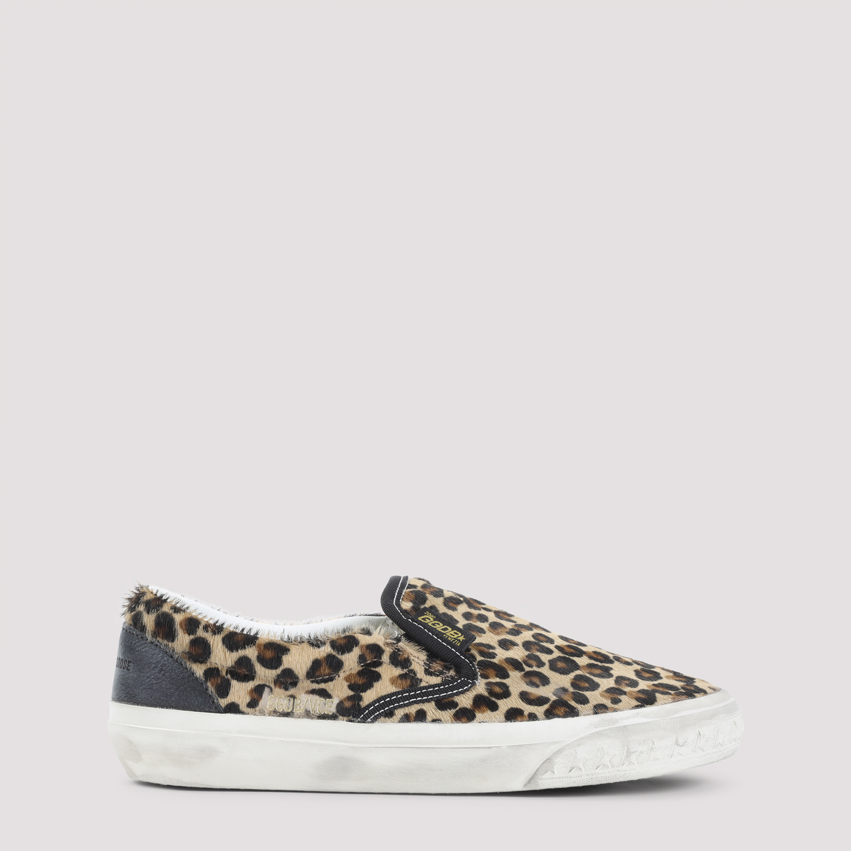 Leopard Slip-on Sneakers Black Cow Leather Shoe - Women