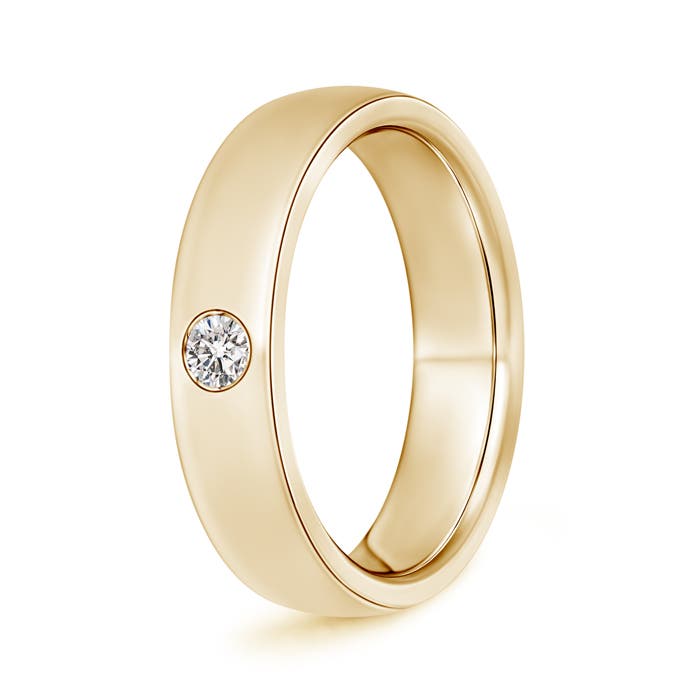 Angara 0.16 Carat Gypsy Set Round Diamond Solitaire Wedding Ring for Men in 18K Yellow Gold