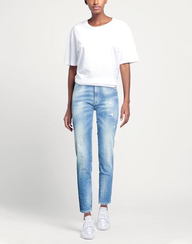 Woman Jeans Blue Size 24 Cotton, Elastane