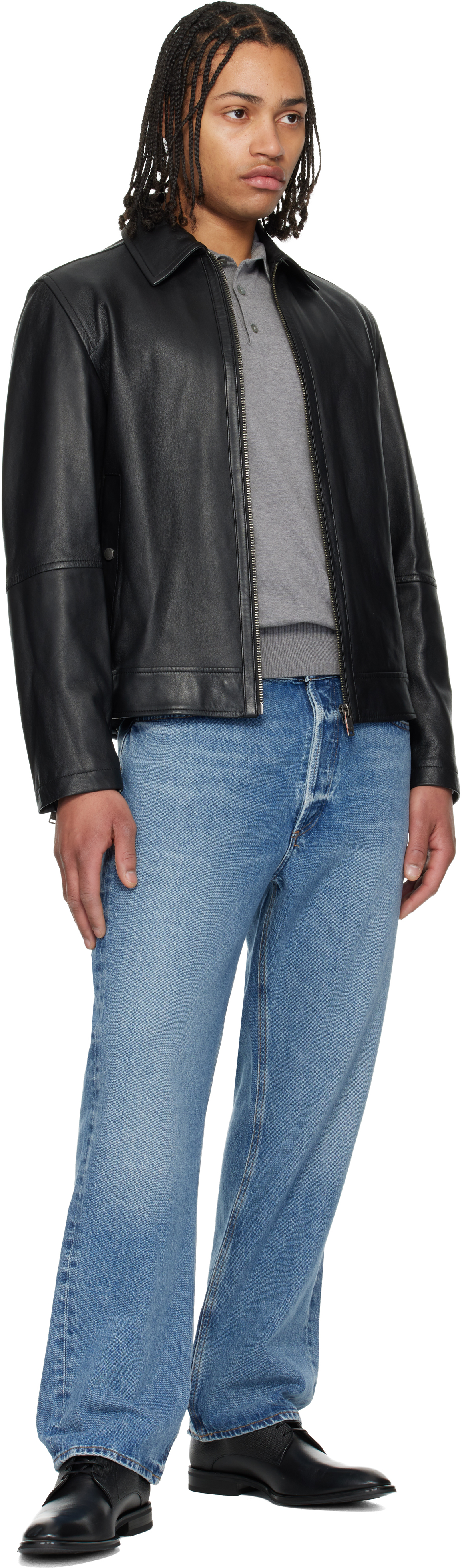 Black Regular Fit Nappa Leather Jacket