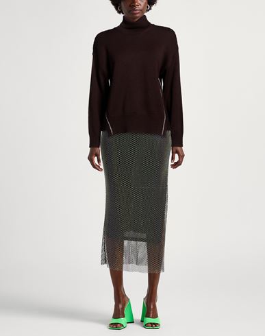 Woman Turtleneck Chocolate brown Size 6 Merino Wool