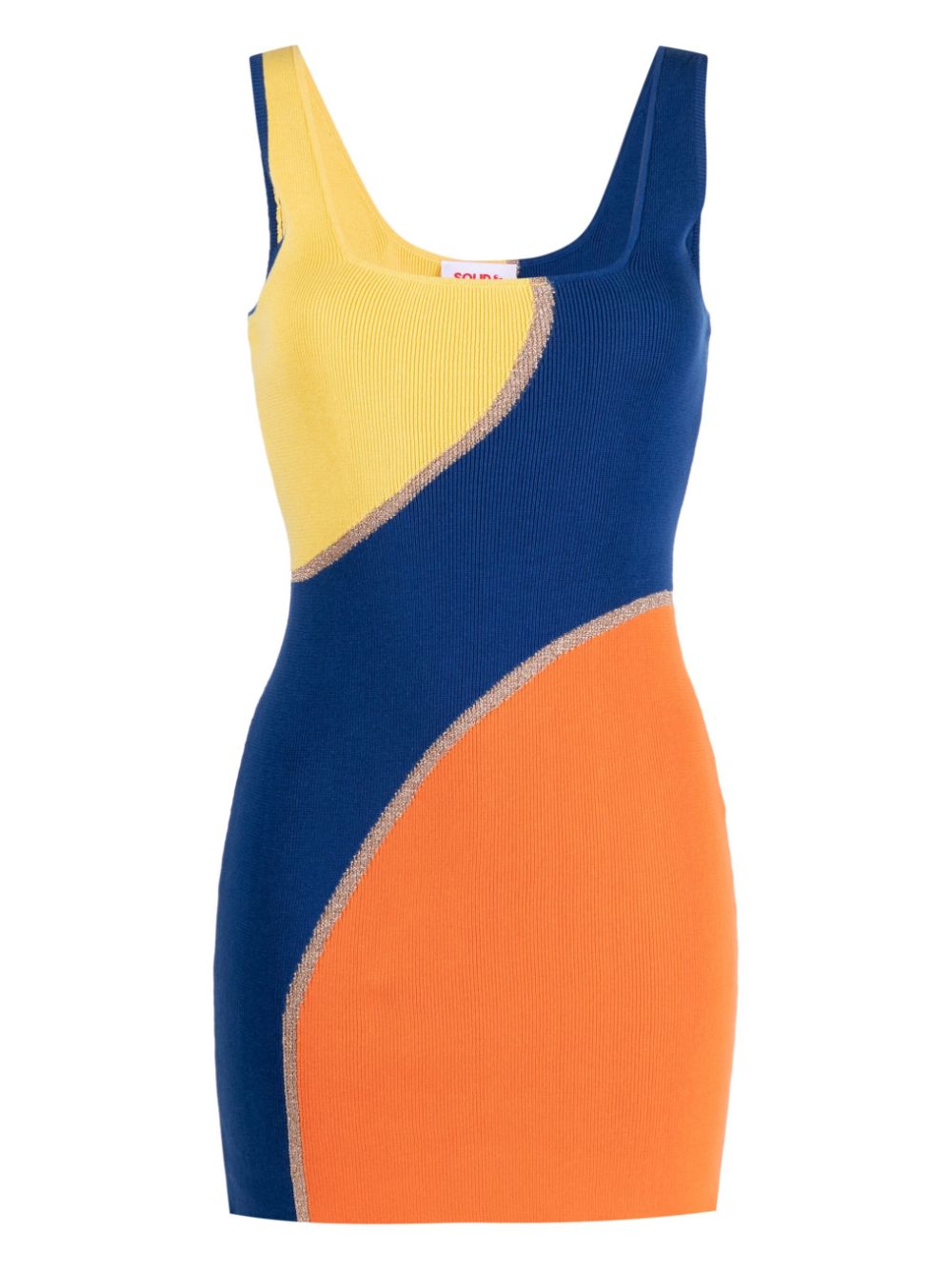 Colour-block ribbed beach dress - Blue