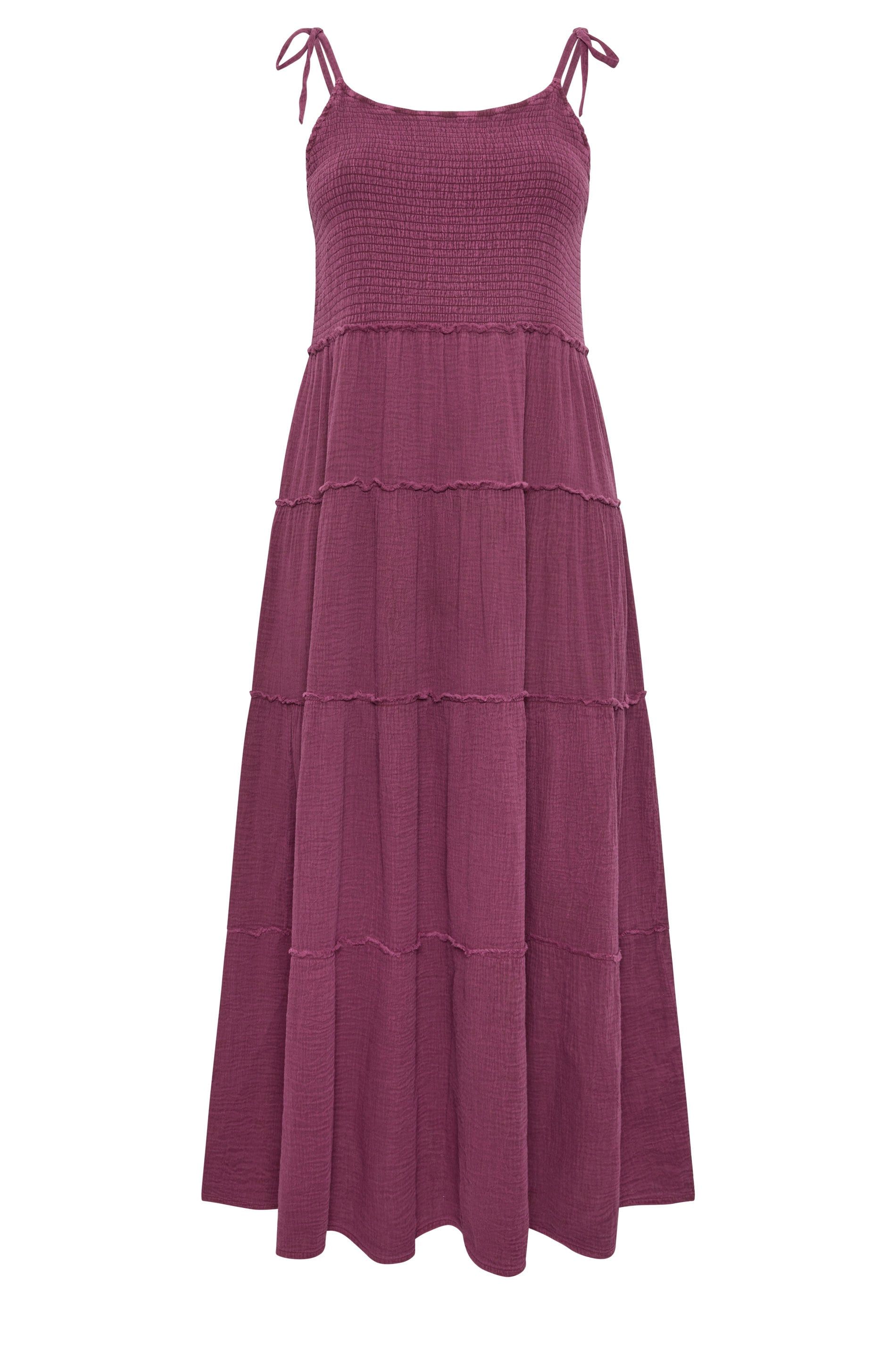 Yours Cheesecloth Tiered Maxi Dress In Purple