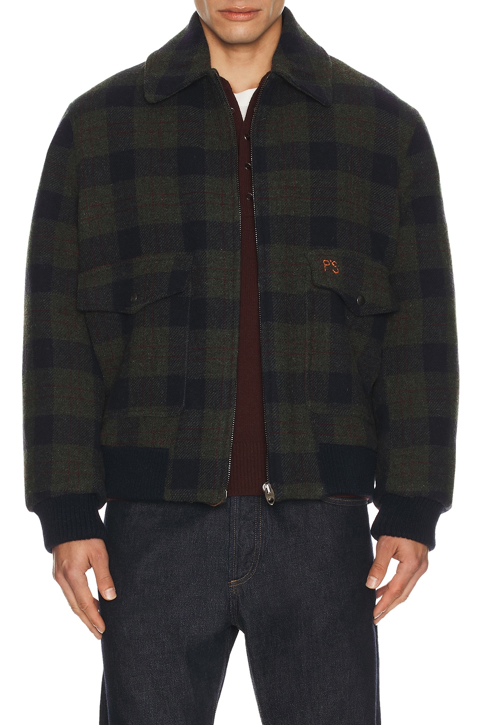 President's Tom Jacket in Wool Check Blue Green - Green. L also in S, M, XL/1X