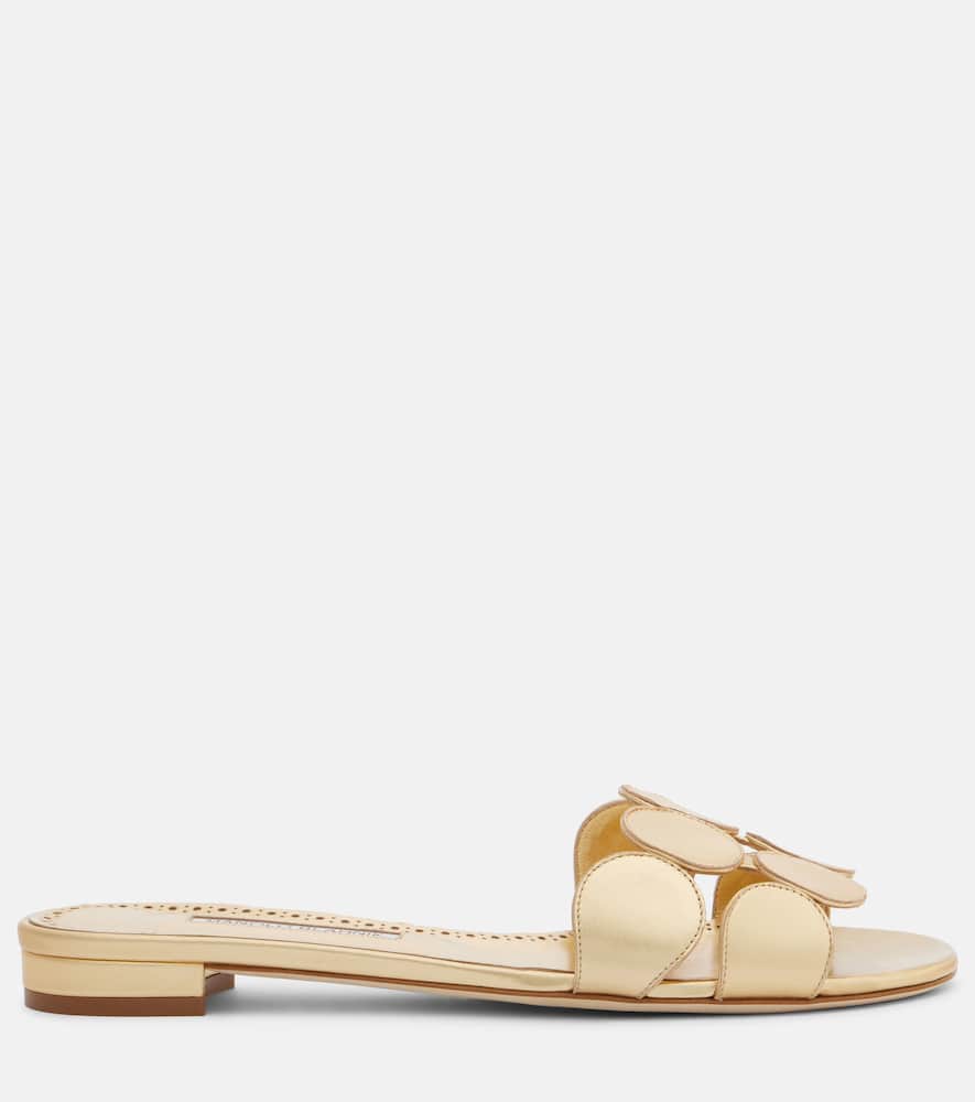 Haribalmuflat metallic leather slides