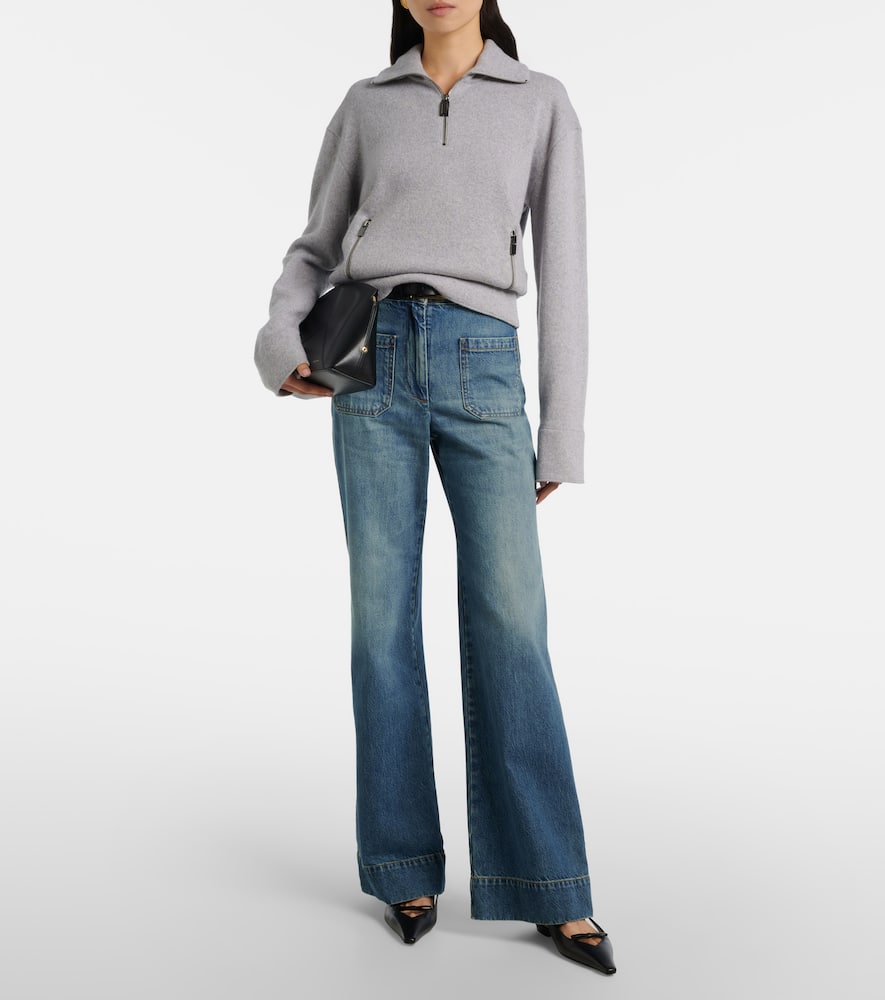 Wool and cashmere half-zip sweater