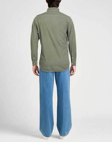 Patrizio Piscaglia Man Shirt Military green Size 15 ½ Cotton
