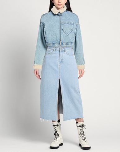 Woman Denim outerwear Blue Size S Cotton, Recycled cotton, Elastane