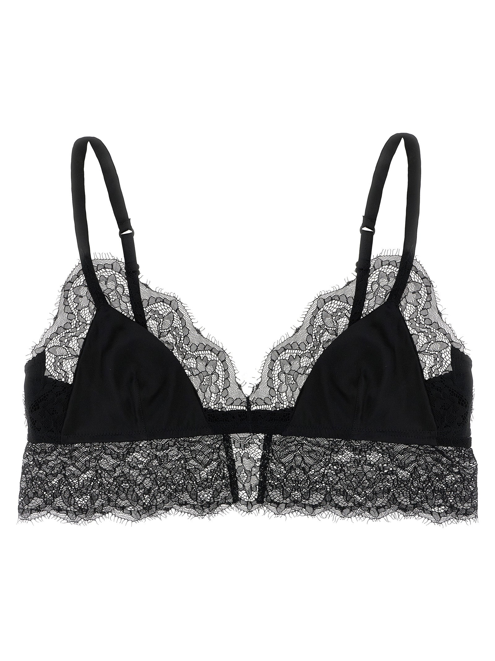 Silk and Lace Bra — Black