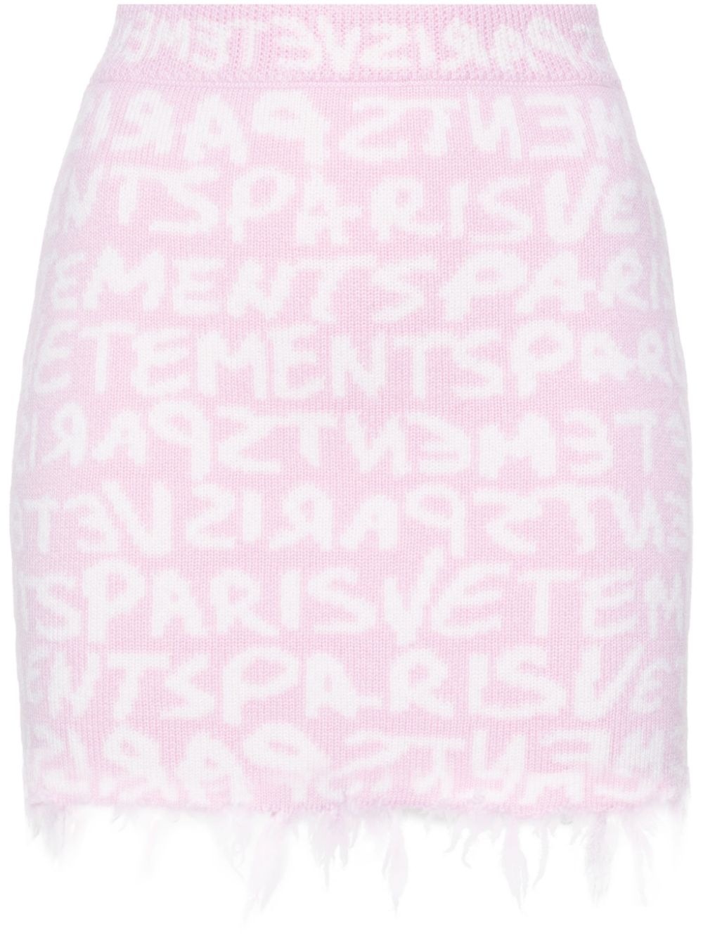 Monogram-jacquard merino miniskirt - Pink