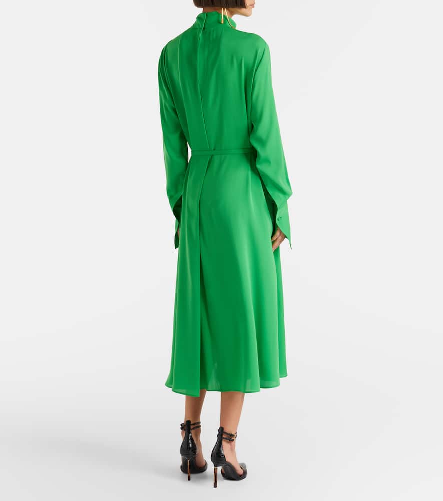 Belted silk midi dress