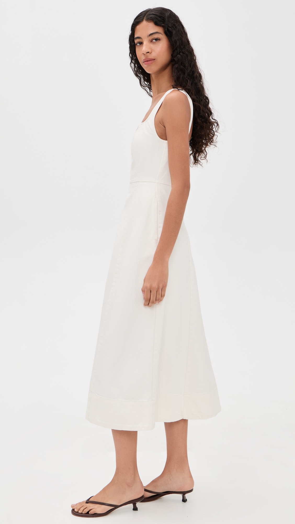 Paisley Denim Midi Dress Ecru