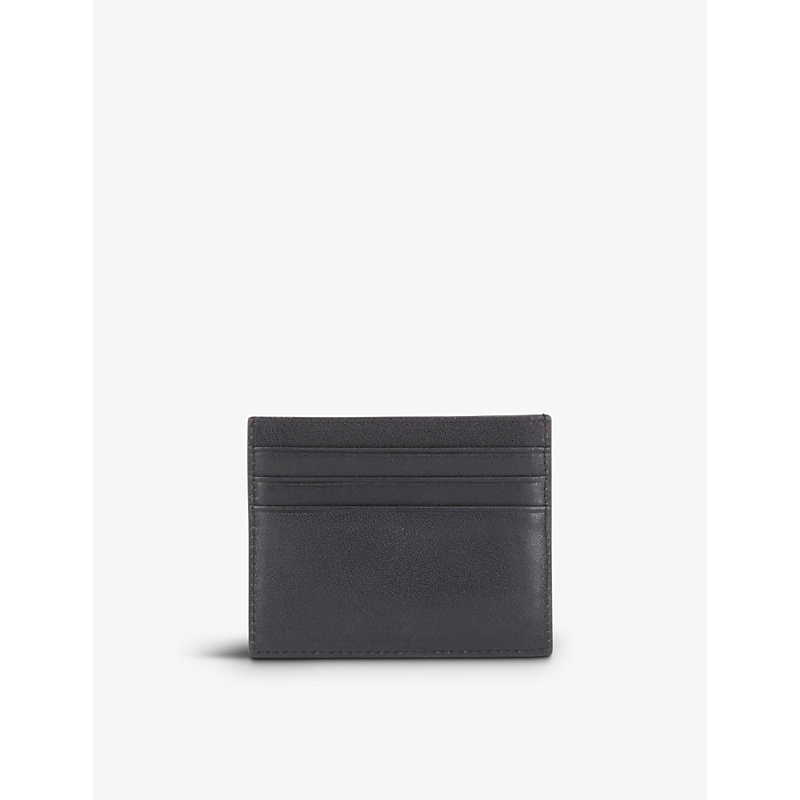 Black Brand Logo-embossed Leather Card Holder 