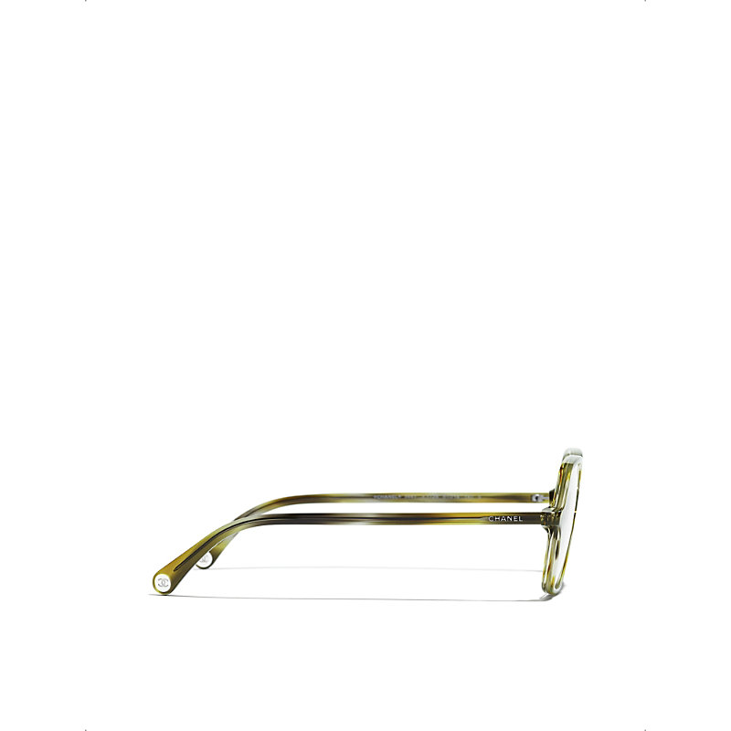 Mens Green Square Eyeglasses