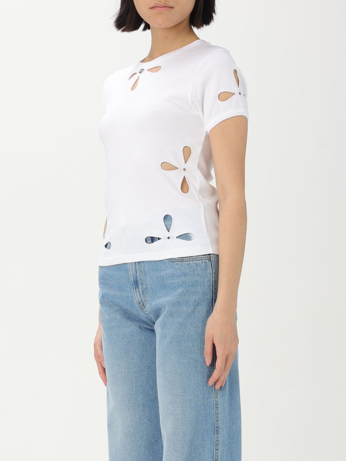 Petal-embroidered T-shirt - White