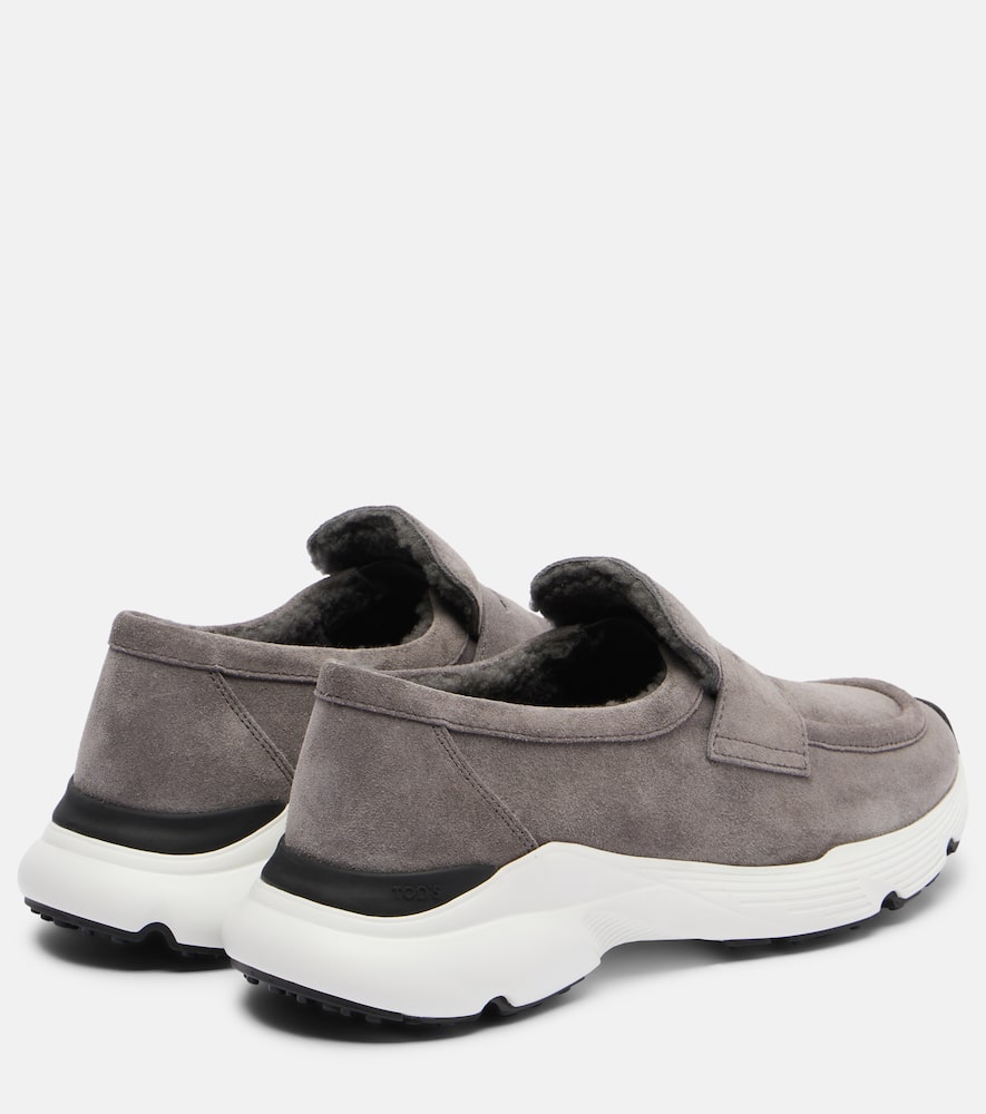 Shearling-lined leather slip-on shoes