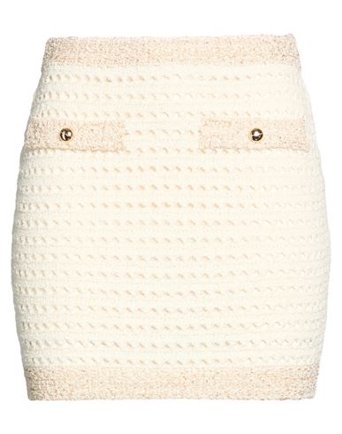 Woman Mini skirt Cream Size 6 Cotton, Polyamide, Polyester