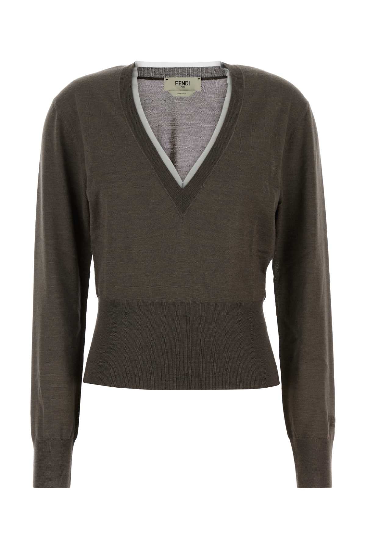 Cashmere-Silk V-Neck Sweater — Taupe