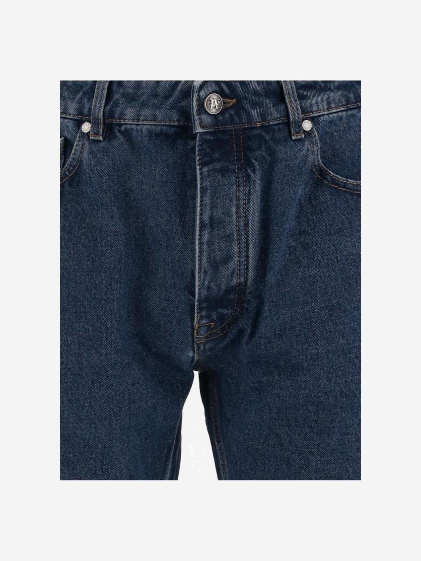 Monogram-embossed straight-leg jeans - Blue