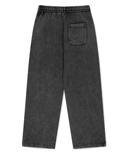 WASHED CUT OFF APPLIQUE SWEAT PANT BLACK
