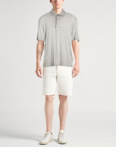 Man Polo shirt Grey Size 44 Linen, Elastane