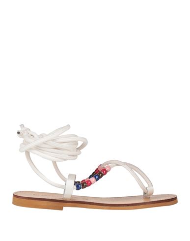 Woman Thong sandal White Size 10 Leather